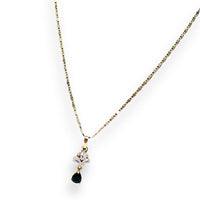 Marie back and white crystals chain necklace in 18k of gold plated