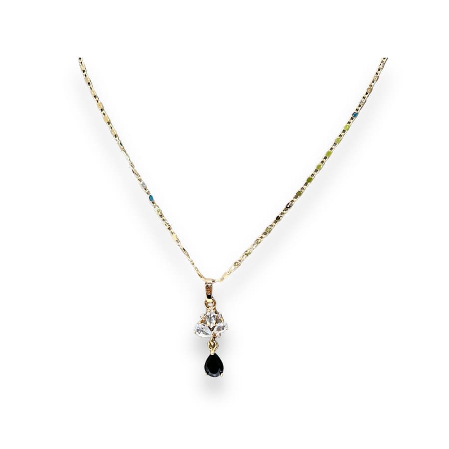 Marie back and white crystals chain necklace in 18k of gold plated