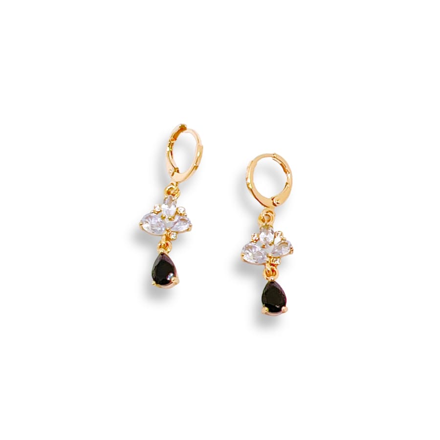 Marie black stones drop earrings in 18k of gold plated earrings