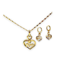 Mom’s heart multicolor set earrings necklace in 18k gold filled chains