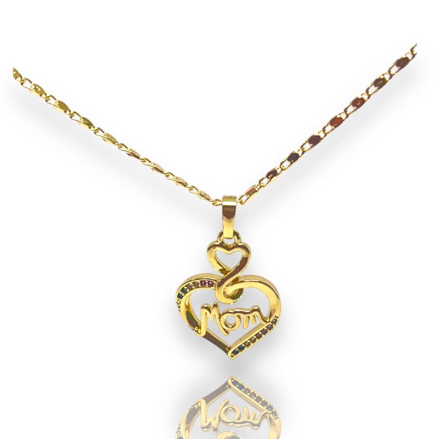 Mom’s heart multicolor set earrings necklace in 18k gold filled chains