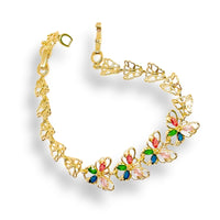 Multicolor butterflies stones bracelet in 18kts gold plated bracelets