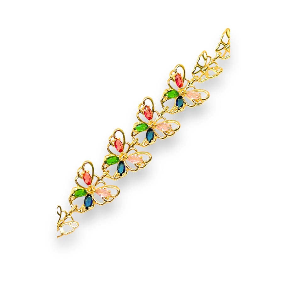 Multicolor butterflies stones bracelet in 18kts gold plated bracelets