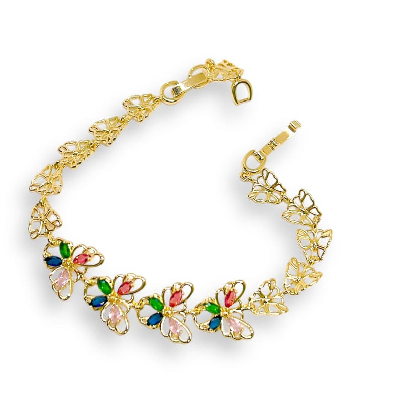 Multicolor butterflies stones bracelet in 18kts gold plated bracelets