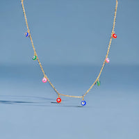 Multicolor evil eye charm - necklace 18kts goldfilled charms & pendants