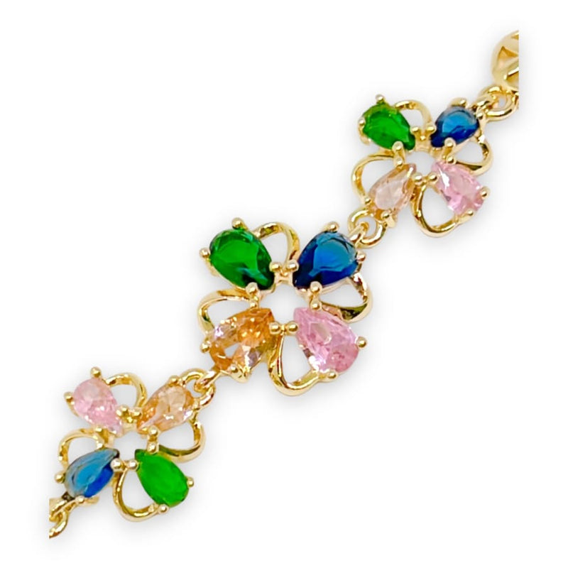 Multicolor flower stones bracelet in 18kts gold plated bracelets