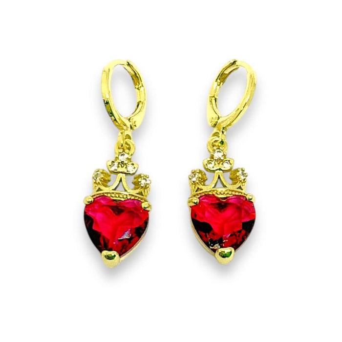 Ofelia red heart dangle gold-filled earrings earrings