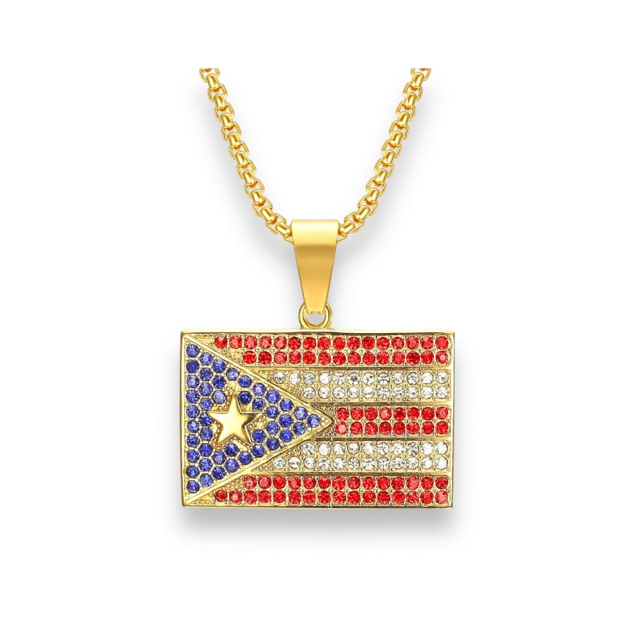 Puerto rico cz flag pendant in 18k of gold layered $24.99 / 39.99