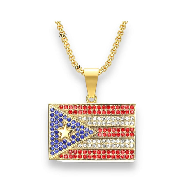 Puerto rico cz flag pendant in 18k of gold layered $24.99 / 39.99