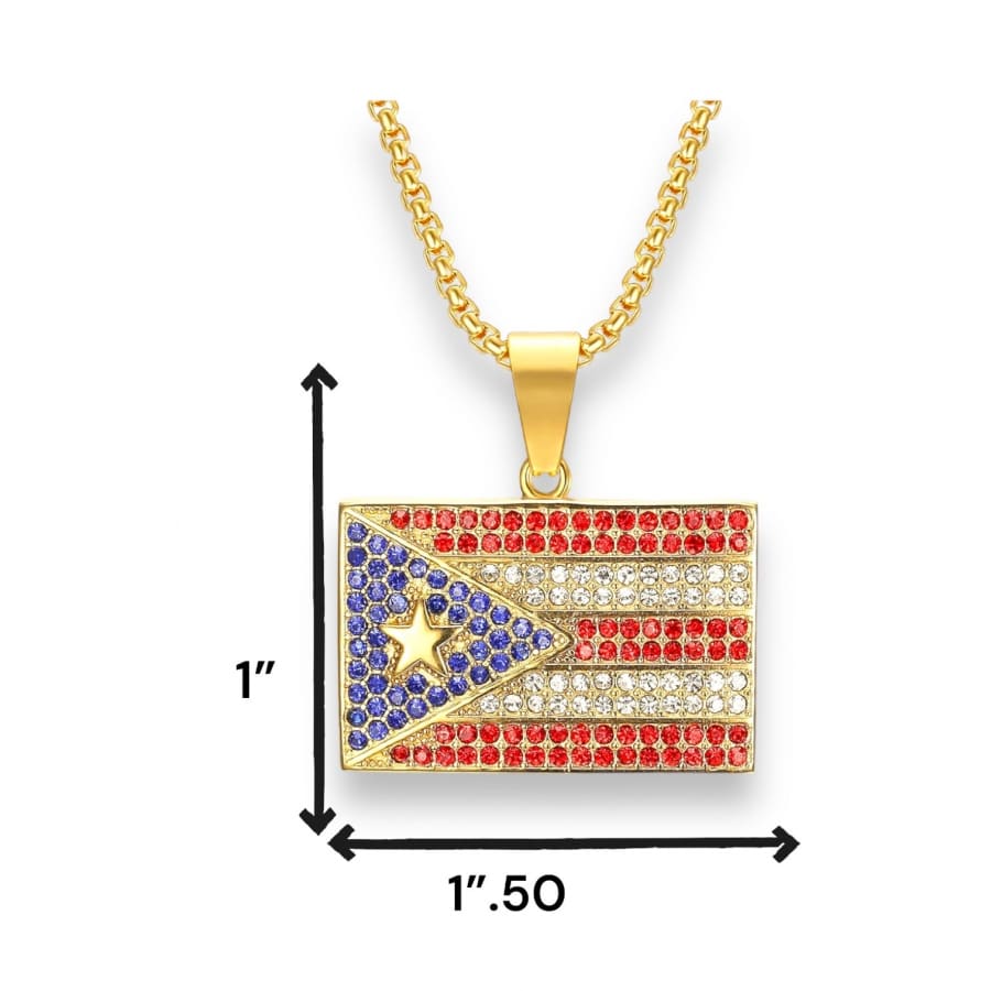 Puerto rico cz flag pendant in 18k of gold layered $24.99 / 39.99