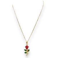 Red rose pendant chain necklace in 18k of gold plated