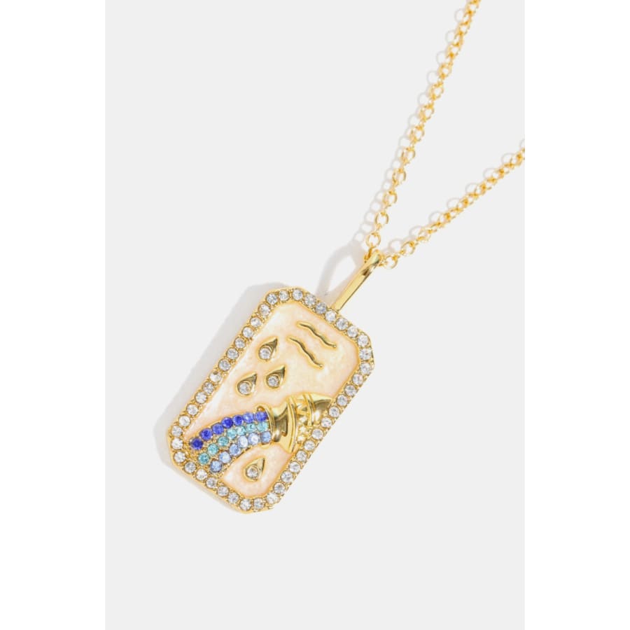 Rhinestone constellation pendant gold plated necklace chains