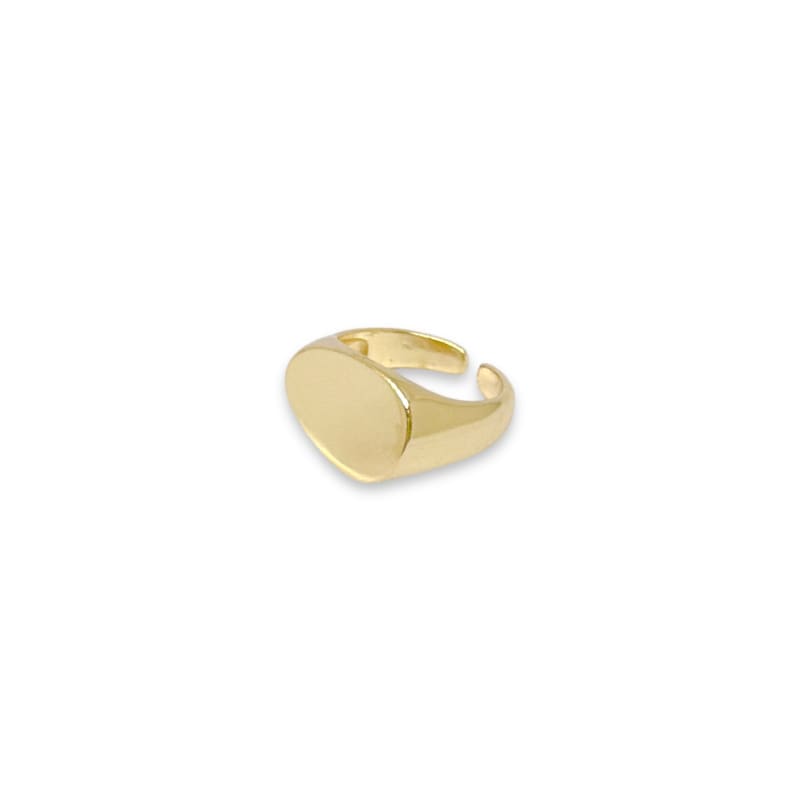 Round flat signet open size gold plated ring rings