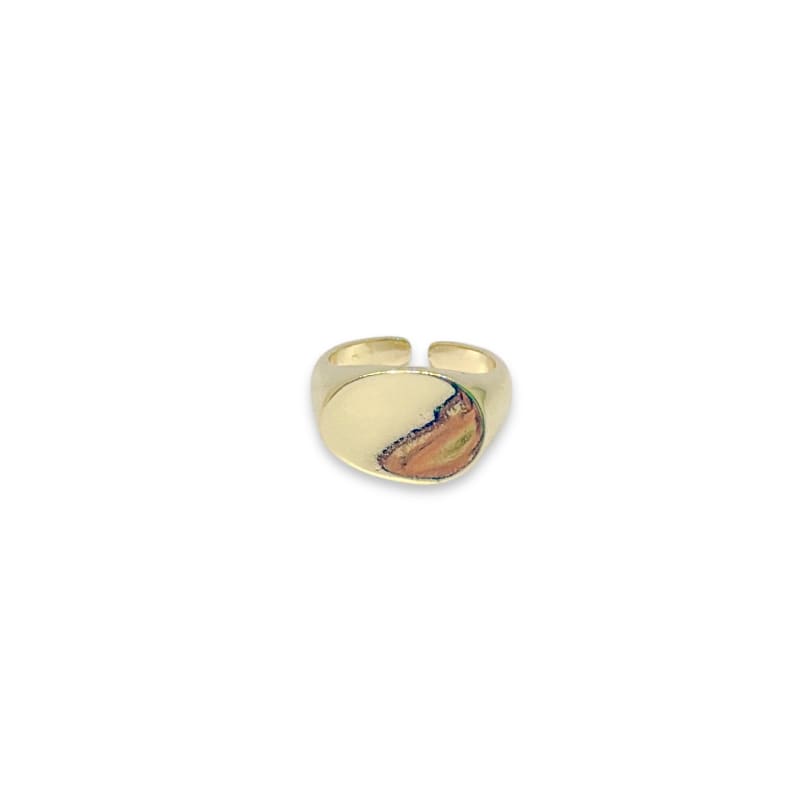 Round flat signet open size gold plated ring rings