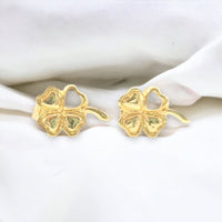 Sage clover heart studs earrings gold-filled earrings