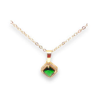 Sarah squared emerald stone color gold-filled necklace pendant chains