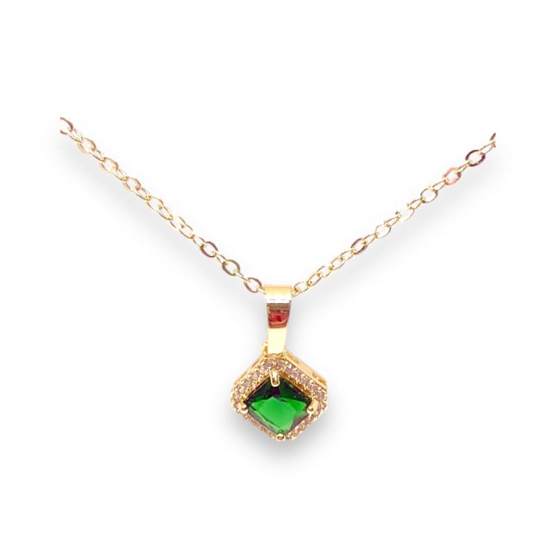 Sarah squared emerald stone color gold-filled necklace pendant chains