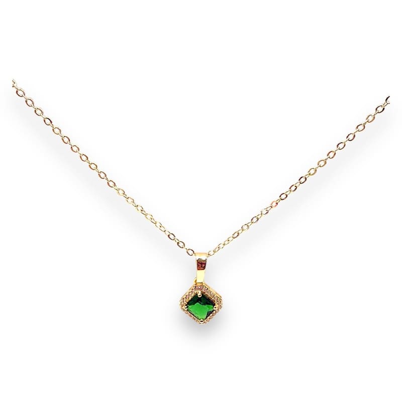 Sarah squared emerald stone color gold-filled necklace pendant chains