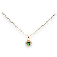 Sarah squared emerald stone color gold-filled necklace pendant chains