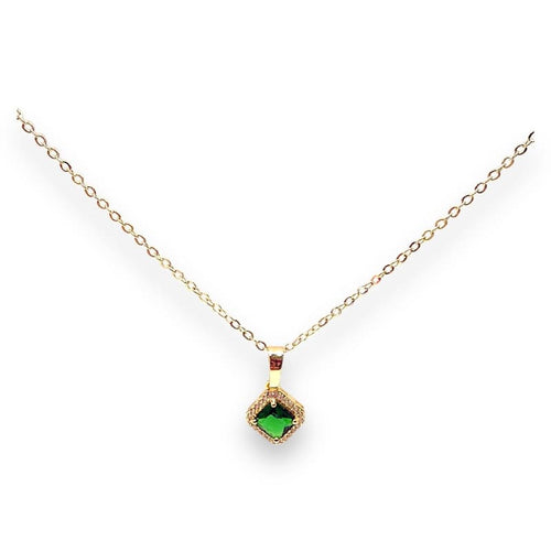 Sarah squared emerald stone color gold-filled necklace pendant chains