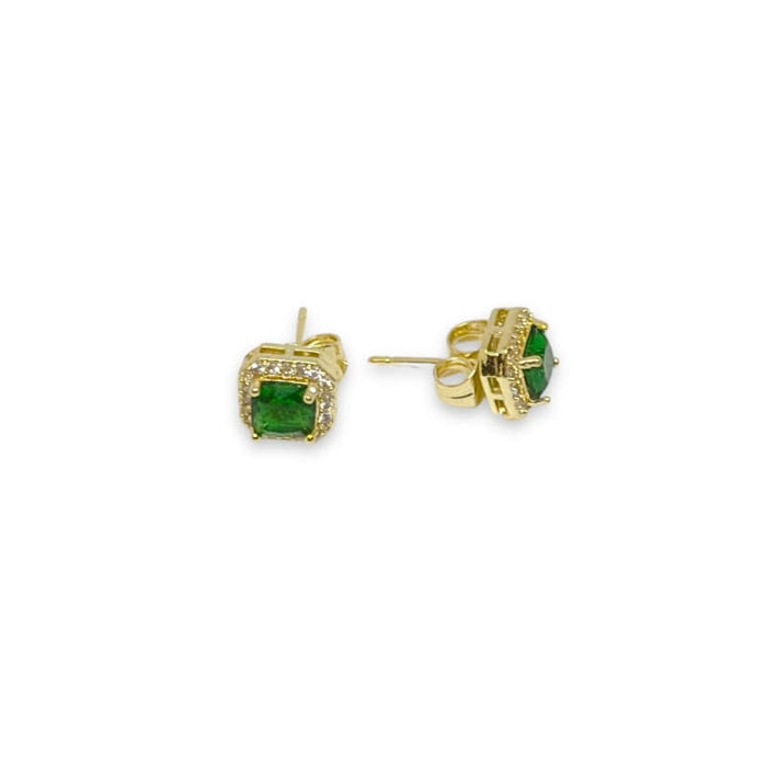 Sarah squared studs emerald green gold- filled earrings earrings