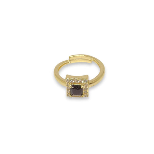 Square open size gold plated ring black / 6 rings