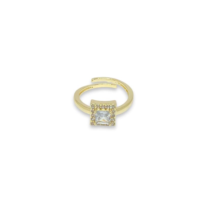 Square open size gold plated ring white / 6 rings