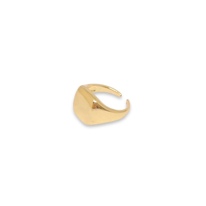 Squared flat signet open size gold plated ring rings