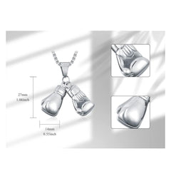 Stainless steel boxing gloves necklace