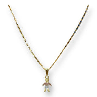 One boy three color charm pendant necklace in 14k of gold plated necklaces