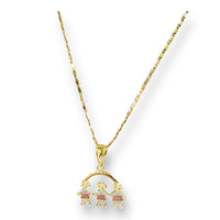 Three girls charm pendant necklace in of 14k gold plated colors necklaces