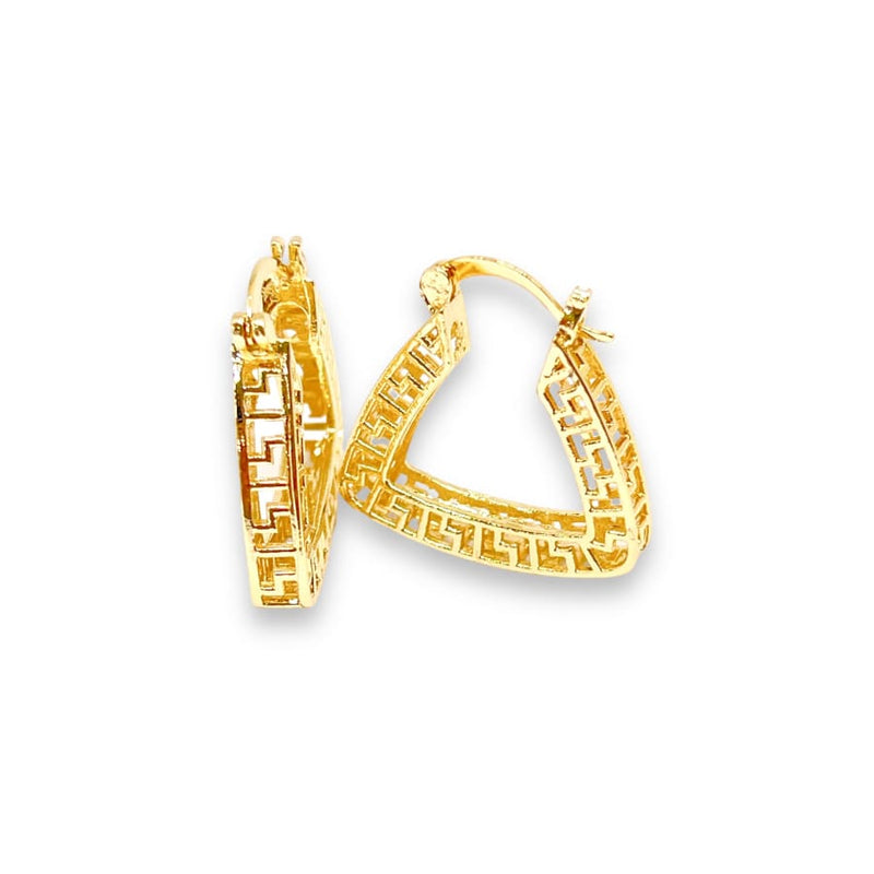 Zaira filigree pyramid shape hoop earrings in 18k of gold plated earrings