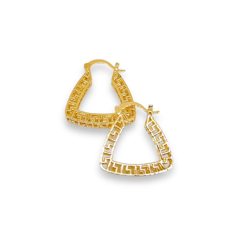 Zaira filigree pyramid shape hoop earrings in 18k of gold plated earrings