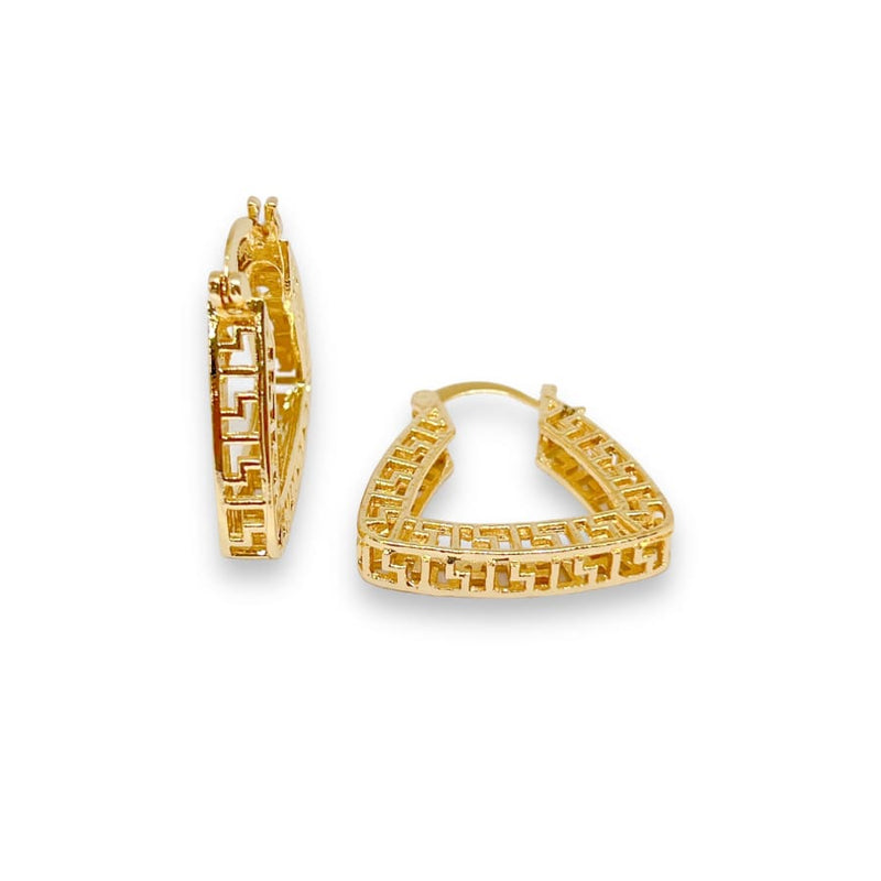 Zaira filigree pyramid shape hoop earrings in 18k of gold plated earrings