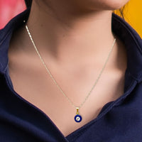 10mm evil eye charm - necklace 18kts gold plated navy charms