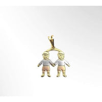 2 boys kids pendant three tones of gold plated charms