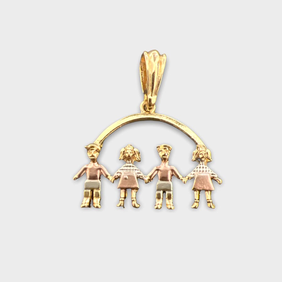 2 girls boys kids pendant three tones in 18kts of gold plated charms