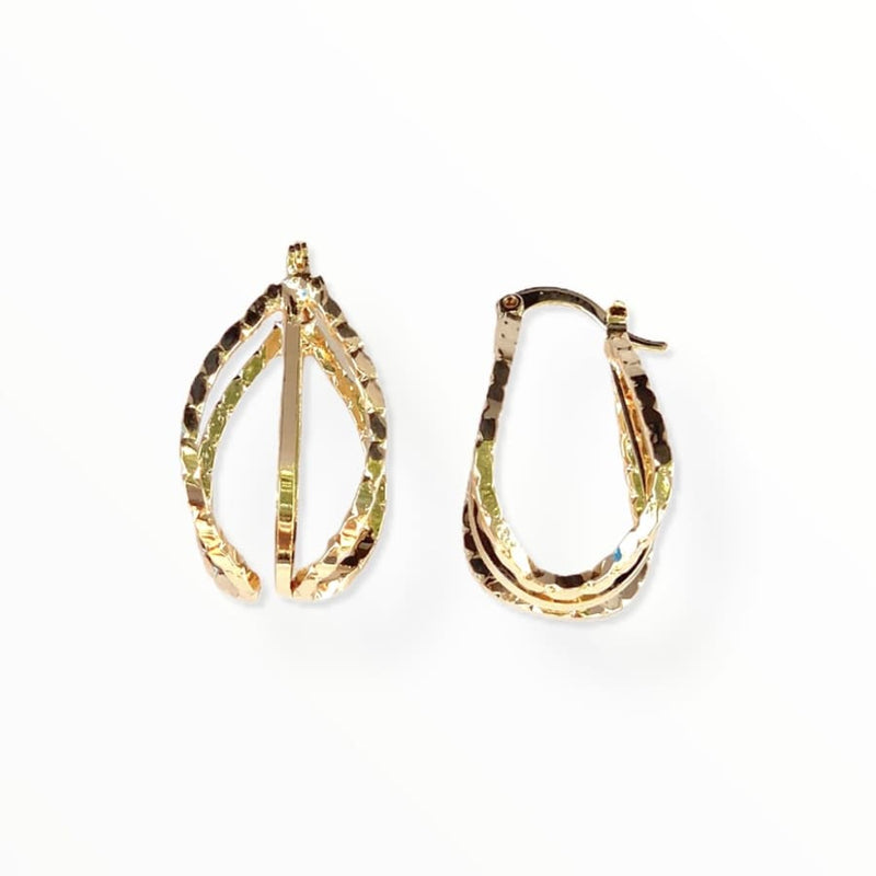 3d leaf hoop earrings in 18k of gold plated earrings