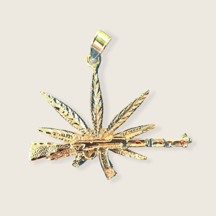 Ak 47 diamond cut rifle pendant in 18kts of gold plated charms