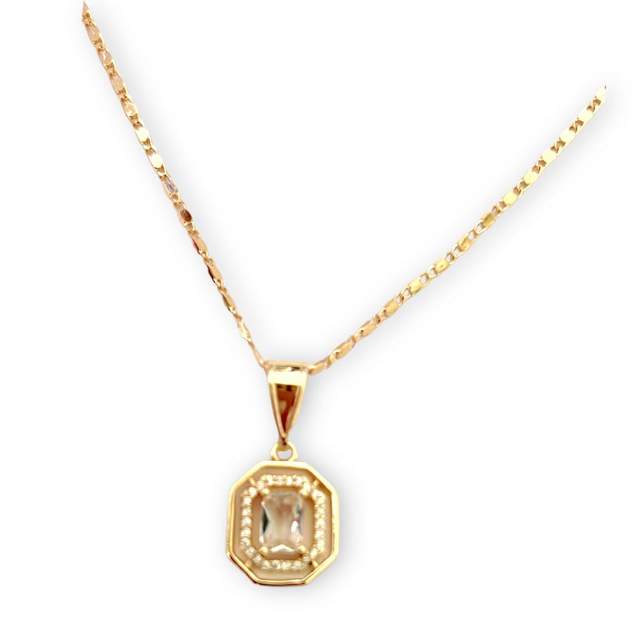 Allie clear rectangular stone in 18k of gold plated chain necklace chains