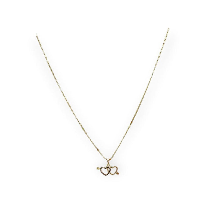 Arrowhead hearts huggies necklace in 18k of gold plated chains