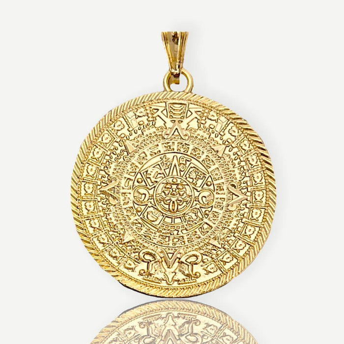 Aztec sun calendar pendant in 18k of gold plating 38mm charms & pendants