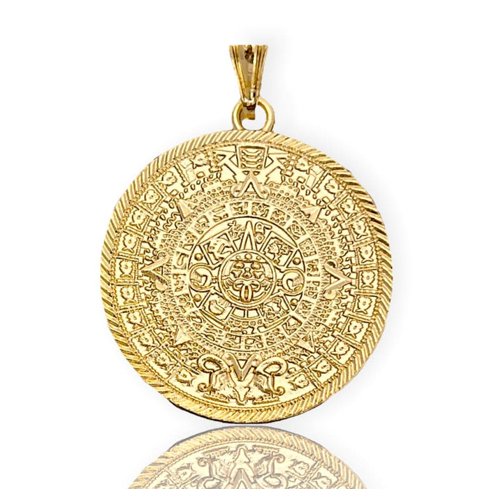 Aztec sun calendar pendant in 18k of gold plating 38mm charms & pendants