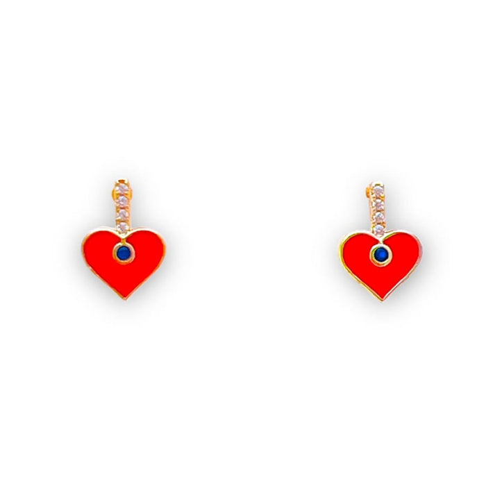 Benita enamel heart drop earrings in 18k of gold plated earrings