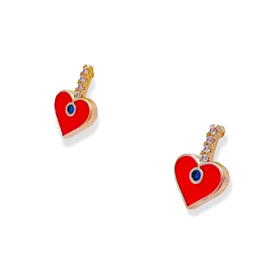 Benita enamel heart drop earrings in 18k of gold plated earrings