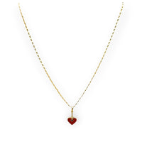 Benita red enamel heart necklace in 18k of gold plated chains