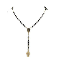 Black 2mm beads gold tone rosary 18kts of plated 20 rosary