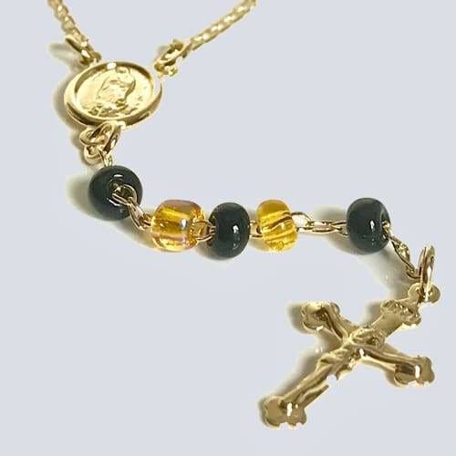 Black and amber 3mm beads rosary 18kts of gold plated 20 rosaries