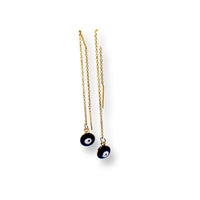 Black evil eye threaders gold plated earrings earrings