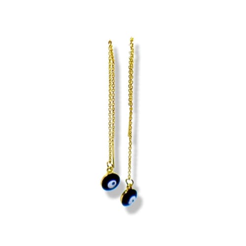 Black evil eye threaders gold plated earrings earrings